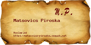 Matsovics Piroska névjegykártya